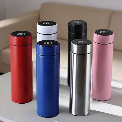 1 bình giữ nhiệt chân không 500ml/16.9oz có màn hình hiển thị nhiệt độ thông minh, chất liệu thép không gỉ cao cấp, dung tích lớn, dễ mang theo, phù hợp cho công việc, đi làm, văn phòng và du lịch, dùng được cho cả nam và nữ, kèm túi đựng, bình nước lý tưởng cho mùa tựu trường.