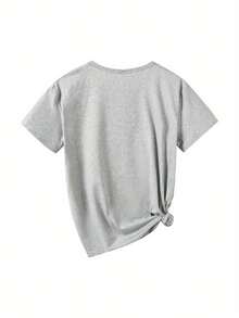Women's Printed Crew Neck T-Shirt, USA-Mexico Clothing Series, Fan Support Style With Army Tartan Print, Creating An Atmosphere And Style For Watching Games. Clothing For Football Enthusiasts, Cheerleading Outfit. New Comfortable Short Sleeve T-Shirt For Spring/Summer - 淺灰色 - 查看 2