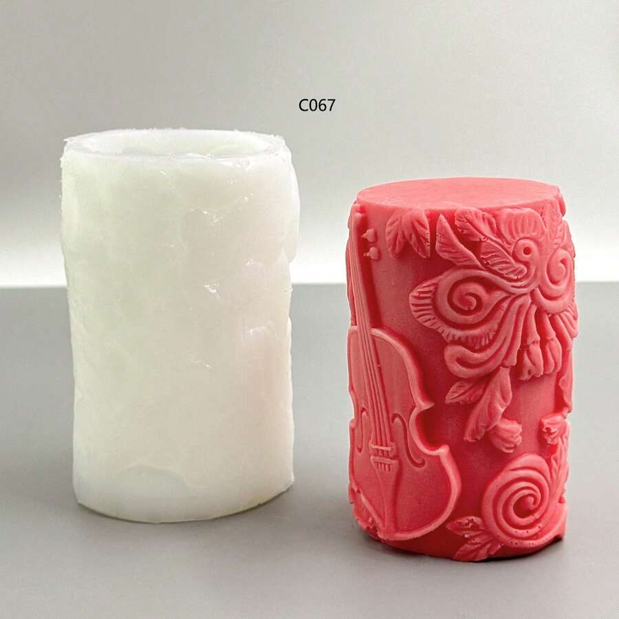 Khuôn silicon hình trụ hoa cello để làm nến, đốt hương, khuếch tán tinh dầu bằng sáp và thạch cao, dụng cụ tự chế. - Ống trụ cello - Xem 1