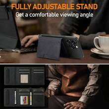 LC.IMEEKE 1pc PU Leather Magnetic Wallet Stand MagSafe Accessory, Compatible With IPhone 17 16/15/14/13/12 Pro/Pro Max/Plus/Mini, Men's Gift, Card Holder, Wallet, Name Card Case, Credit Card Holder - 黑色 3 - 查看 3