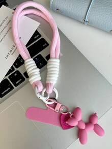 DIY Cute Cartoon Cream Puff Dog Pendant Woven Nylon Wrist Strap, Suitable For Phone Cases, Keychains, Car Accessories, Portable Wristband, Women - Multicolor - View 5