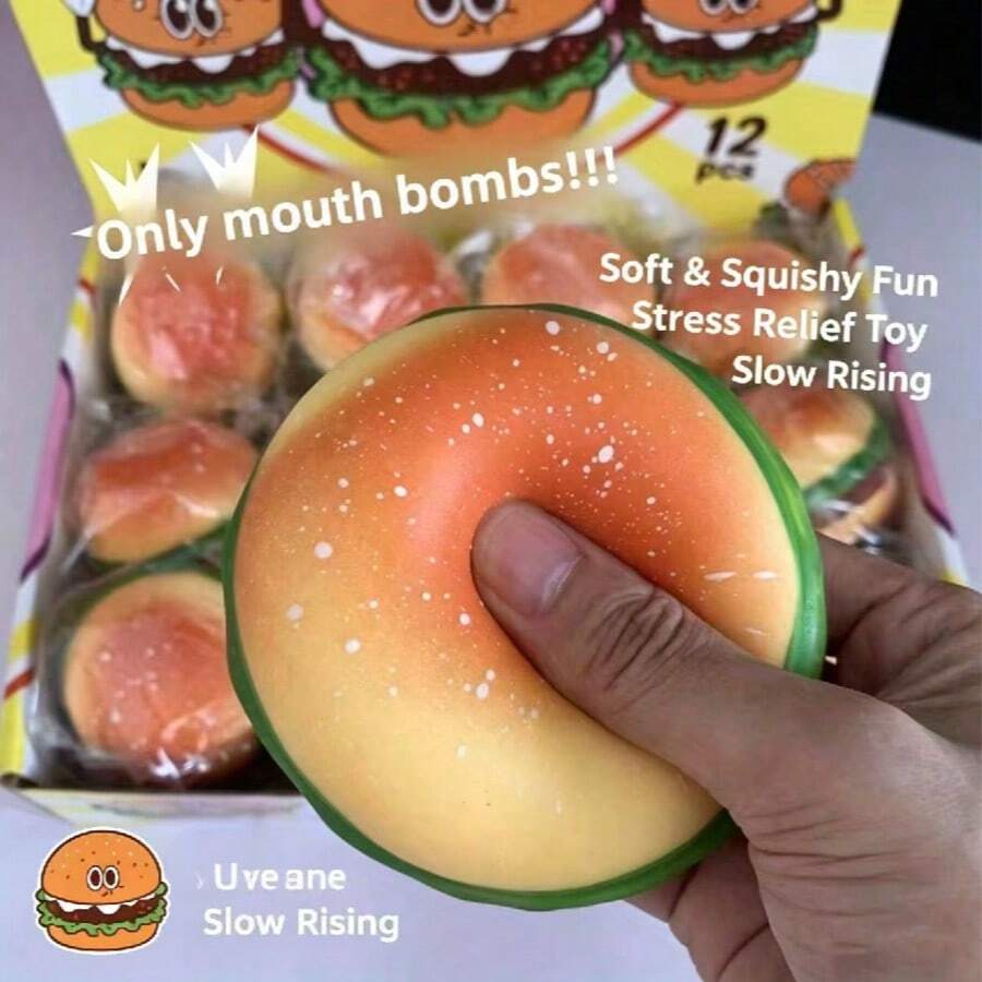 1pc Realistic Burger Squishy, Soft TPR Simulation Food Decompression Toy For Gift Extra Soft & Squishy - Multicolor - View 1