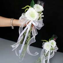 Hoa cưới giả, hoa cài áo cô dâu, hoa trang trí ly cocktail, hoa trang trí bàn tiệc cưới phong cách Boho mộc mạc, trang trí tiệc cưới ngoài trời lãng mạn, đồ dùng hoa cần thiết cho tiệc cưới mùa hè, trang nhã, sinh nhật. - trắng - Xem 4