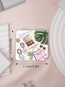 1pc Y2K Fashion Portable Folding Makeup Mirror, Lightweight Compact PU Leather, Suitable For Travel, Party, Work, School, All Ages - Multicolor - View 5