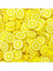 5g DIY Handmade Soft Clay Fruit Slices Pendant, 0.2 Inch Lemon Slices, For Resin Jewelry Making, Slime Filling Decoration, Art Decorative Beads - Yellow Lemon - View 1