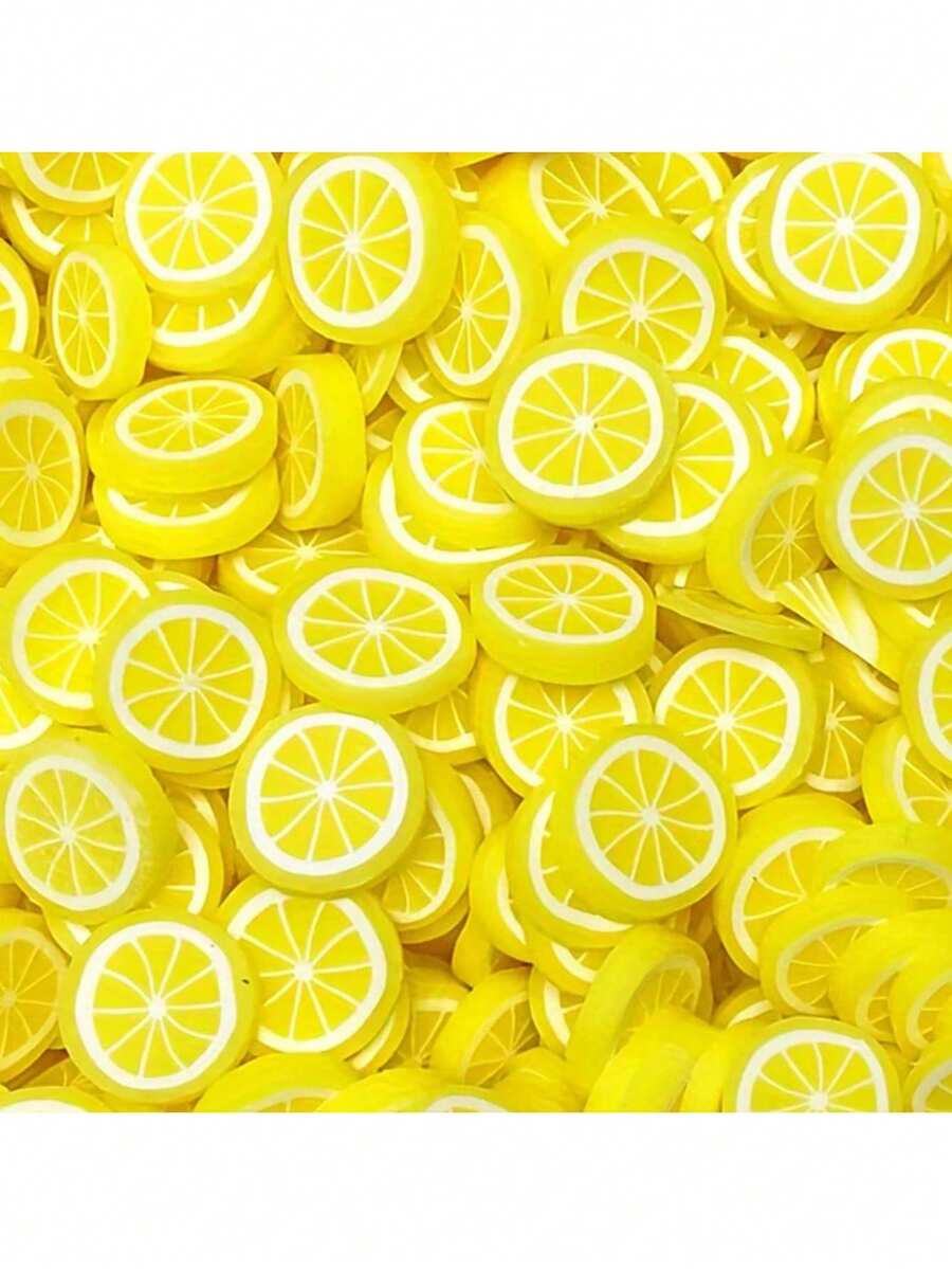 5g DIY Handmade Soft Clay Fruit Slices Pendant, 0.2 Inch Lemon Slices, For Resin Jewelry Making, Slime Filling Decoration, Art Decorative Beads - Yellow Lemon - View 1