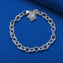 1PC 925 Sterling Silver Plated 8-Inch Delicate Openwork Star Bracelet For Women, Fashionable Wedding Party Jewelry Accessories - Silver - View 3