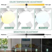 Ceiling Fan With Remote Control, Small LED Bulb Fan, Creative Fan Bulbs For Replacement, Ambient Light For Home, Bedroom, Super Quiet, Strong Wind, E27 Light Head, With Memory Function - White - View 2