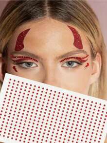 1 Peça 450 Peças 2mm Gemas Faciais Vermelhas, Joias de Cabelo, Gemas de Sobrancelha, Adesivos de Strass, Visual de Show, Gemas Faciais - Multicolorido - Visão 3
