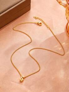 1pc Women's Fashion Gold-Plated Letter Pendant Necklace, Suitable For Party Birthday Gift, Couple Valentine's Day Gift - XT-532 - View 5