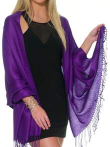 Shawls And Wraps Evening Dresses, Large Soft  Wedding Shawl - Dark Purple - View 12