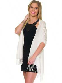 Shawls And Wraps Evening Dresses, Large Soft  Wedding Shawl - 白色 - 查看 7