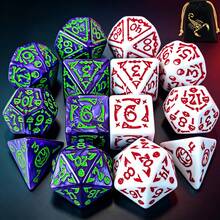 26 Set Dadu Poliedral D&D (Total 182 buah), Dadu Ukir 7 Warna dengan Tas Serut Besar, Cocok untuk D&D, Permainan Meja RPG, MTG, Pathfinder, dan Permainan Kartu. - MultiWarna - View 18