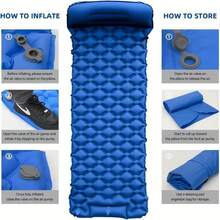 1pc Inflatable Sleeping Pad With Pillow, Suitable For Camping - Built-In Foot Pump, Repair Patch Included, Quick Inflation, Can Be Used In Pools, Upgraded Ultra-Light Design, Durable And Compact Sleeping Pad, Moisture-Proof Air Mattress, Suitable For Backpacking, Hiking, Travel And Camping. - Multicolor - View 7
