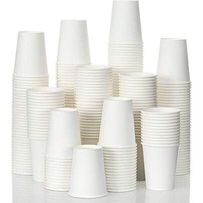 Bộ 100/50/25 chiếc cốc giấy trắng 9oz, dùng cho đồ uống nóng/lạnh, trà, cà phê, sữa, nước ép, lý tưởng cho tiệc sinh nhật, đám cưới, kỷ niệm.