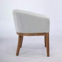 Mid-Century Modern Upholstered Dining Chairs With Arms, Rustic Linen Kitchen And Dining Chairs With Natural Wood Frame, 48cm Wide Side Chairs, Single Pack, Charcoal Grey, DE1891BK - Beige - View 8
