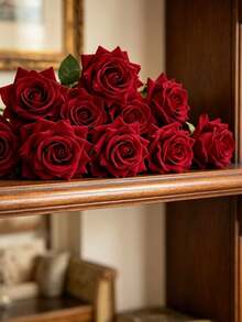 5/15/15 Pcs Artificial Flannel Rose Silk Cloth Autumn Decoration Back To School Classroom Decoration DIY Wreath Material Wedding Bride Wrist Bouquet Corsage Headwear Accessories Home Birthday Cake Matching Material - Burgundy - View 6