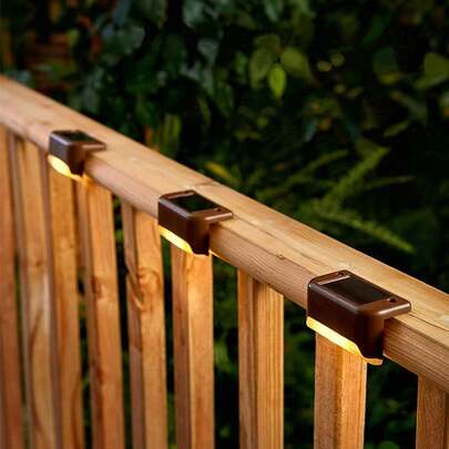 4pcs Solar Powered Outdoor Lights, Waterproof Stair Step Lights, Wall Lights, Railing Lights For Home Garden