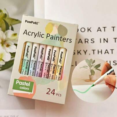 Bộ 24 bút dạ acrylic đầu mềm màu gradient hiệu Mole Dan mới, thích hợp cho thư pháp, làm thiệp, gỗ, vải, tranh vẽ, gốm sứ, thủy tinh, đồ thủ công DIY, văn phòng & học tập, sáng tạo nghệ thuật chuyên nghiệp.