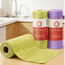 1 cuộn gồm 20 khăn lau dùng một lần bằng sợi tre kháng khuẩn, khăn lau nhà bếp dày dặn, thấm hút tốt, khăn lau tái sử dụng, khăn lau có thể giặt (9.84*9.84 inch), màu tím và xanh lá cây. - Khăn lau kháng khuẩn - Xem 1