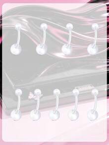Piercing de Umbigo para Gravidez 14G para Mulheres, Pino de Umbigo Transparente de Bioplástico Ajustável, 10mm-38mm - Transparente - Visão 13