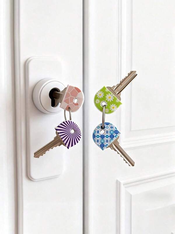 5pcs Floral Pattern Non-Slip Silicone Key Covers - Durable Non-Slip Key Identifiers Suitable For Home, Office And Door Keys - Daily Essentials, Perfect For Family And Roommates, Keep Organized, Great Gift Choice