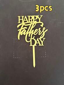 3pcs Gold Acrylic Cake Toppers, Happy Father's Day Cake Decorations, Party Decor Supplies - StyleA - View 12