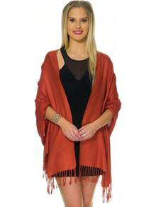 Shawls And Wraps Evening Dresses, Large Soft  Wedding Shawl - Burnt Orange - View 3