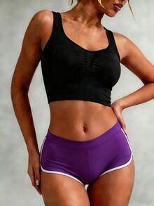 Pantalones cortos sexys de verano para mujer de MATHCAT: Confeccionados con tejido de alta elasticidad, estos pantalones cortos sexys son perfectos para el uso diario, para practicar deporte y para estar en casa - Morado - Ver 4