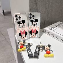 This Disney Mickey Mouse Pattern Lanyard Phone Case Features A Strong Magnetic Closure And Full Coverage Of Acrylic And TPU Material. It's Shockproof, Lightweight, And Suitable For IPhone17/16/11/13/15/15 Plus/15 Pro/15 Pro Max/12/14 Pro Max/11 Pro Max/12 Pro/12 Pro Max/13. It's A Popular Birthday Gift, Business Gift, Durable, Stain-Resistant, And Fingerprint-Resistant New Phone Case For Men And Women. It Also Includes A Mickey Mouse Phone Case And Mickey Mouse Doll Bracelet. Compatible With SamsungGalaxy S20, S21, S22, S23, And S24 Series. It's The Perfect Gift For Friends And Family. This Stylish Phone Case Is Fun, Lightweight, And Durable. IPhone17 Pro Max Phone Case, Minnie Phone Case. - màu đen - Xem 8