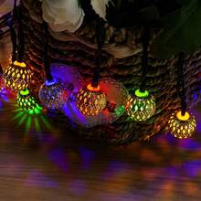 Luci a stringa solari in stile marocchino - 8 modalità, delicato ferro battuto traforato, texture trasparente, impermeabile IPX4, luci per atmosfera da esterno, campeggio, matrimonio e festa - Multicolore - Visualizzare 3