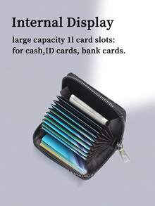 HOVI'S Portacartas minimalista clásico, billetera ultra delgada y portátil para tarjetas y monedas, multifuncional - Negro - Ver 7
