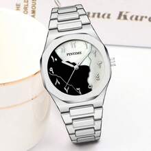 1 chiếc đồng hồ PINTIME nam mỏng tối giản, máy quartz, mặt số Ả Rập, lịch, dây đeo silicon, quà tặng ngày lễ - Một cỡ - Xem 6