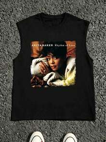 Vintage Anita Baker Big Head T-Shirt Unisex Retro R&B Graphic Tank Top Must-Have For 80s Music Fans Soft Comfy Top Perfect For Concerts Hangouts - 黑色6 - 查看 1