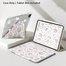 Cute Rabbit Painted Acrylic Crystal Tablet Protective Case With Stand, Compatible With Samsung/Apple/Honor/ And Other Popular Models, Foldable Anti-Bend, Silicone Reinforced Corners, Auto Wake/Sleep, Built-In Pen Slot, Multi-Angle Foldable Stand, Perfect Daily Protection, Great Gift For Holidays - Style 5 - View 8