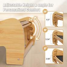 Upgraded Ergonomic Bamboo Under Desk Foot Rest With 3-Position Adjustable Height & 24 °   Tilt Pebble Massage Surface High-Density Posture Support Stool For Office & Home - 1 - View 3