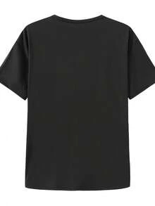 Women's Gothic Snake And Skull Graphic Tee - Vintage-Inspired Loose Fit, Short Sleeves, Crew Neck, Blended Fabric, Machine Washable, Semi-Stretch Fabric - Casual Summer Top In Black-X - Black - View 3