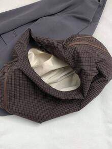2026 Spring/Summer New Fashion Plaid Large Capacity Multi-Pocket Shoulder Underarm Tote Bag - Coffee Brown - View 8