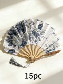 Personalized Silk And Seashell Folding Fans-Customizable With Text On The Ribs. These New-Chinese-Style Ladies' Folding Fans Are Compact, Portable, And Adorned With Elegant Tassels. Crafted With A Secure, Tightly Hemmed Edge Design, They Feature Smooth Bamboo Ribs Free Of Splinters. - Multicolor - View 13