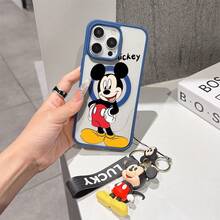 This Disney Mickey Mouse Pattern Lanyard Phone Case Features A Strong Magnetic Closure And Full Coverage Of Acrylic And TPU Material. It's Shockproof, Lightweight, And Suitable For IPhone17/16/11/13/15/15 Plus/15 Pro/15 Pro Max/12/14 Pro Max/11 Pro Max/12 Pro/12 Pro Max/13. It's A Popular Birthday Gift, Business Gift, Durable, Stain-Resistant, And Fingerprint-Resistant New Phone Case For Men And Women. It Also Includes A Mickey Mouse Phone Case And Mickey Mouse Doll Bracelet. Compatible With SamsungGalaxy S20, S21, S22, S23, And S24 Series. It's The Perfect Gift For Friends And Family. This Stylish Phone Case Is Fun, Lightweight, And Durable. IPhone17 Pro Max Phone Case, Minnie Phone Case. - Pink - View 6