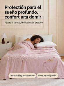 Colcha, tamaño 200*230, suave, agradable para la piel, cálido, adecuado para todas las estaciones, que le brinda un sueño profundo. - Rosa Pálido - Ver 2