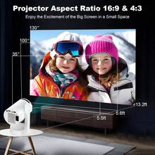 Proyector insignia Android 14 A Z11, compatible con 4K, 5000 lúmenes, proyección de 240°, enfoque automático y corrección automática de la distorsión trapezoidal, WiFi 6, Bluetooth 5.3 para transmisión inalámbrica, ultra silencioso para cine en casa, juegos, oficina - Blanco - Ver 6