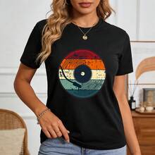 Music T-Shirt   Multi-Coloured Vinyl Design, Gildan Softstyle - Black - View 1