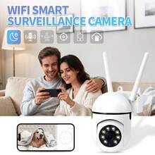 2pcs 1080P Full HD Wireless WiFi Security Camera, 360° Panoramic View Indoor/Outdoor, Two-Way Audio, Pan/Tilt/Zoom, Night Vision, Motion Tracking - Suitable For Elderly Care And Pet Monitoring, Durable CCTV Camera - White - View 3