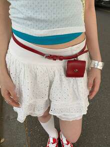 Hand-Woven Shell Belt For Women, Red Commuter Bohemian Style Retro Waistline Dress Accessory - Red - View 3