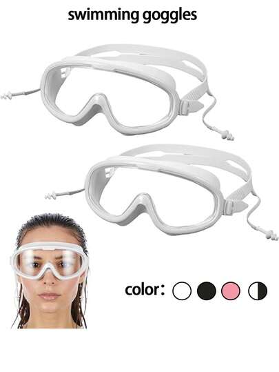 1pc Adult Large Frame Swimming Goggles, Waterproof Anti-Fog Anti-UV 180° Super Wide Angle Vision, Super Clear Silicone Comfortable, Unisex, Includes Nose Clip, Essential For Professional Training, Swimming Pool, Beach, Open Water