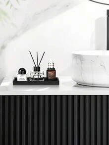 2pcs White Marble Pattern Silicone Bathroom Tray, Decorative Rectangular Storage Tray For Bathroom, Living Room, Patio And Easy To Clean & Organize - Multicolor - View 10