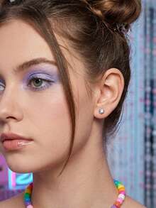 16G 8件装透明唇环耳钉，塑料美杜莎心形星形立方氧化锆唇钉穿刺饰品，推入式耳骨唇钉穿刺耳环，耳骨耳环，耳廓穿刺饰品，耳廓耳环，6mm 8mm 10mm - 無色 - 查看 3