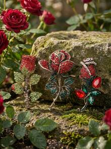 Luxuriöse Strass-Rose Broschen - Pflanzennadeln für Frauen und Unisex, Lässig Party Schmuckzubehör / Geschenke für Freunde, Abzeichen Dekoration - Rosen - Übersicht 9