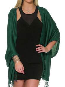 Shawls And Wraps Evening Dresses, Large Soft  Wedding Shawl - 墨綠色 - 查看 12